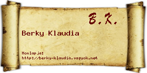 Berky Klaudia névjegykártya